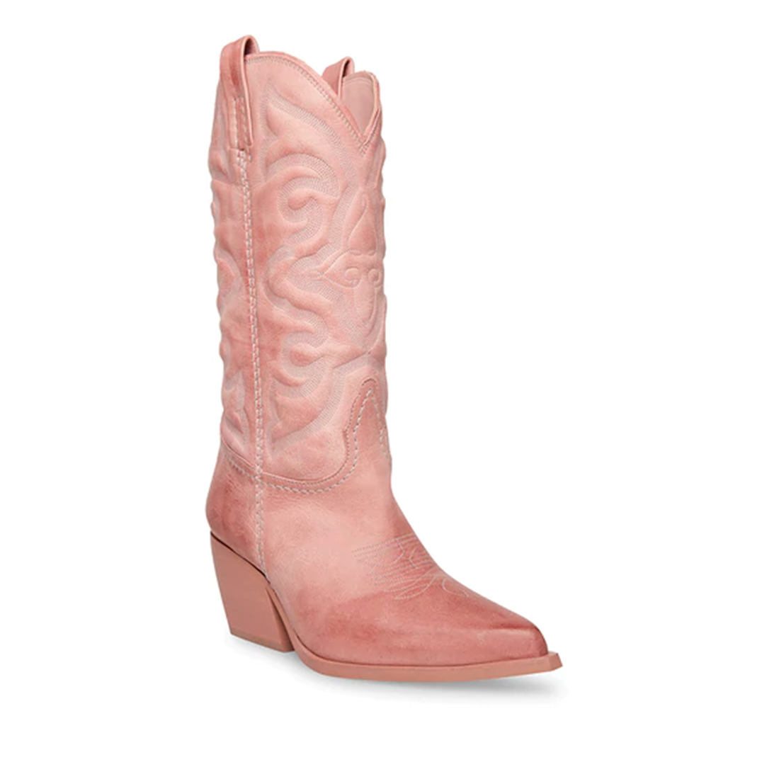 steve madden west cowboy boot in pink leather 106189