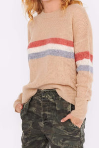 sundry tricolor stripe sweater in macadamia 97895