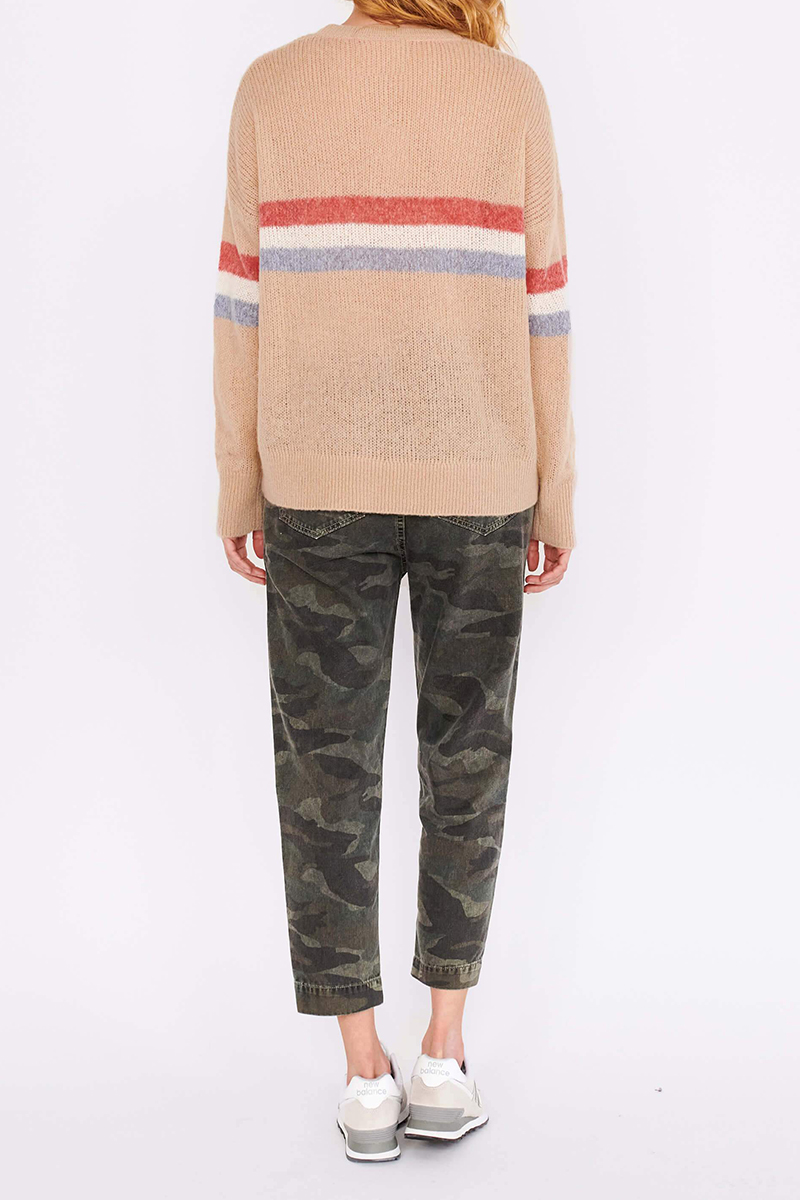 sundry tricolor stripe sweater in macadamia 97895