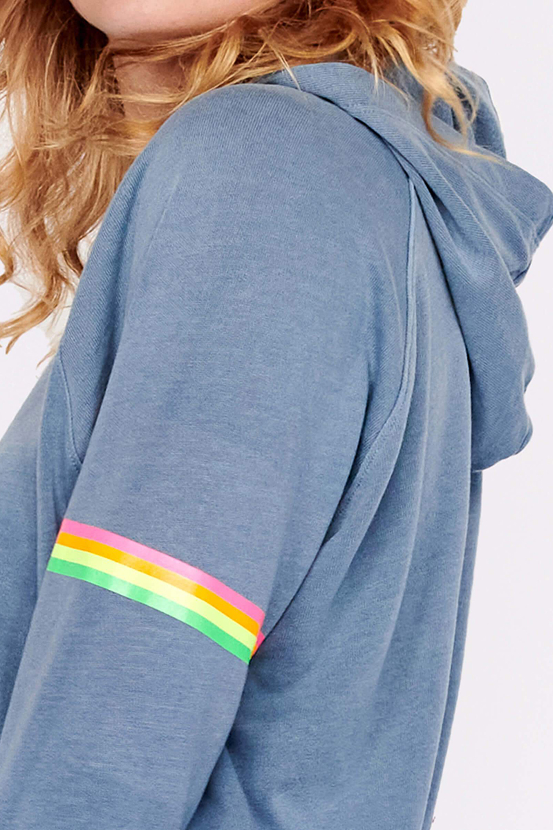 sundy vinyl arm stripe hoodie in pigment ocean 97893