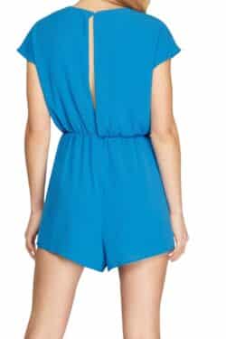 tie front romper in diva blue