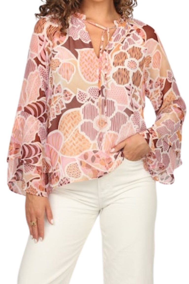 veronica m flare sleeve blouse in fluer