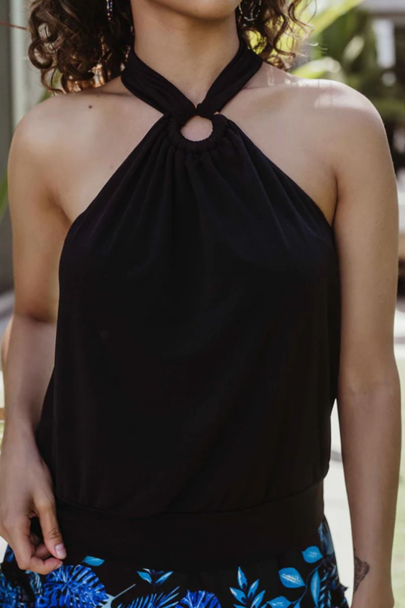 veronica m ring halter top in blackity 112503