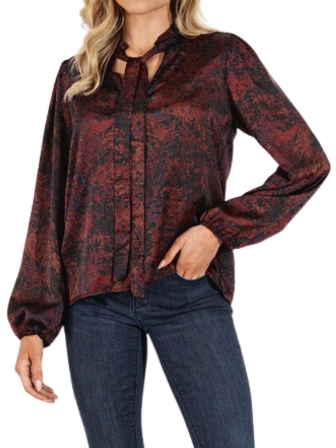veronica m tie neck blouse in randall print