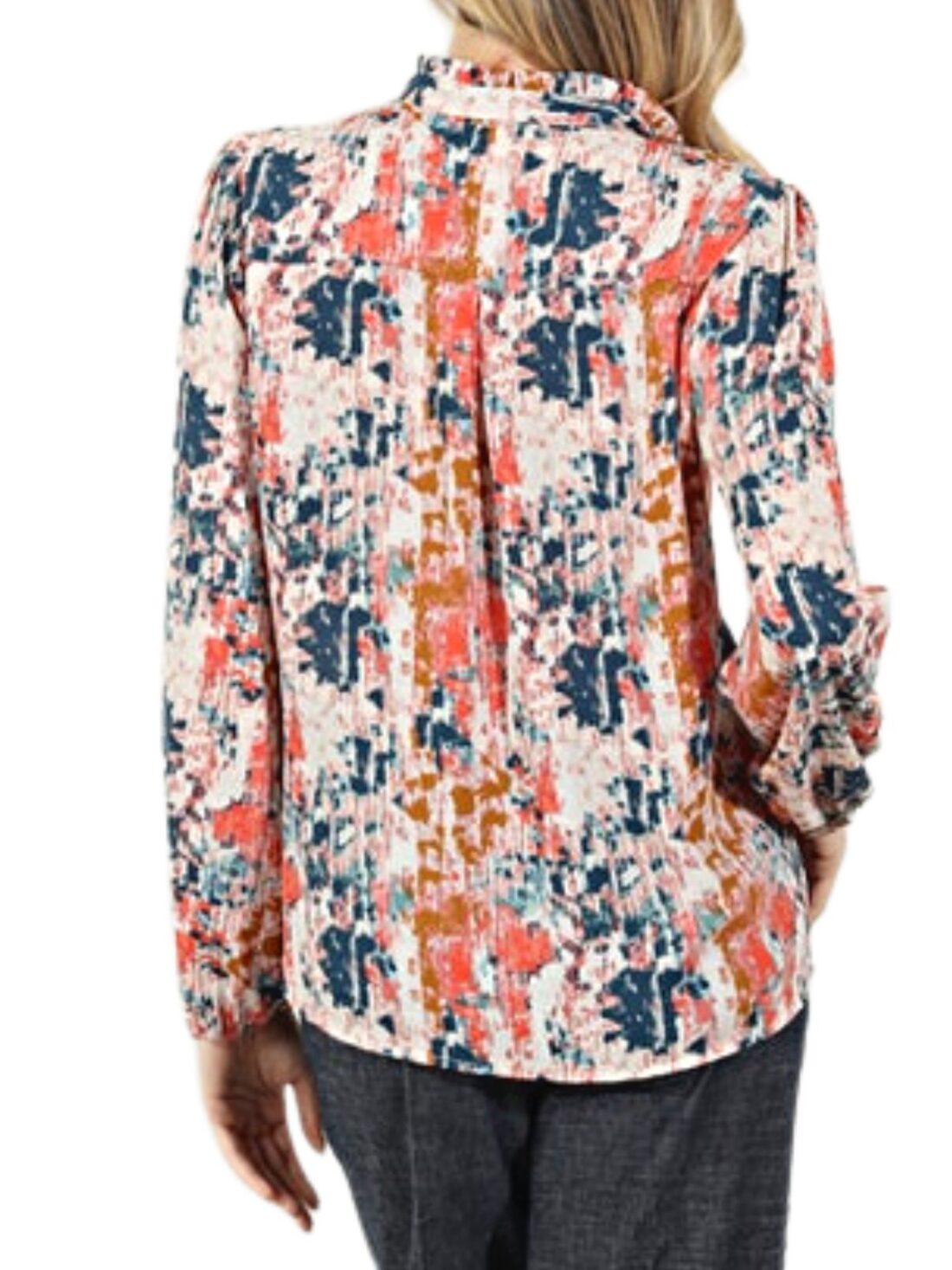 veronica m tie neck blouse in shelby print