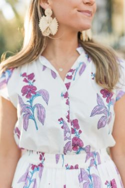 victoria dunn 100% organic cotton bay's ruffle blouse in camillia rose