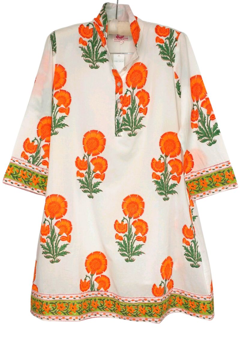 victoria dunn 100 organic cotton sullys mandarin collar dress in tangerine 111546