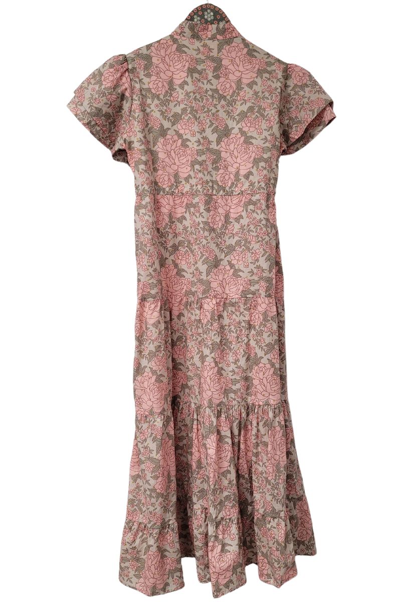 victoria dunn magnolia flutter sleeve dress in rosewater