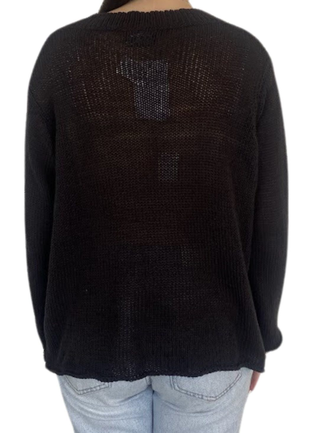 wooden ships cotton aimee v sweater in black