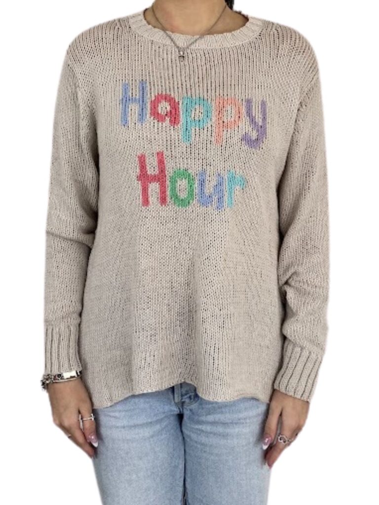 wooden ships happy hour cotton crew sweater in blush champagne