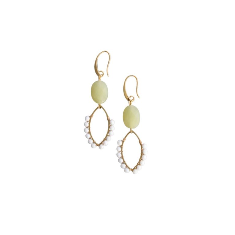 yellow white and brass earring 111837