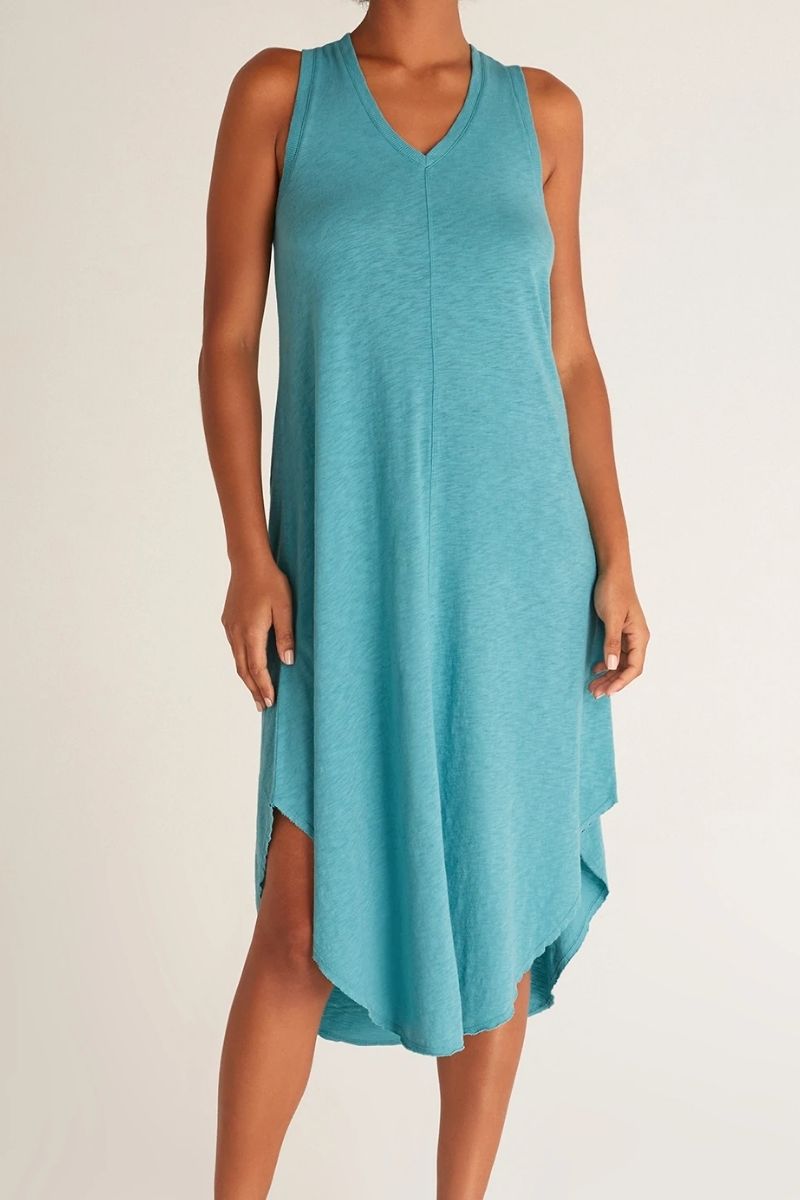 z supply 100 cotton reverie dress in cabana teal 107627