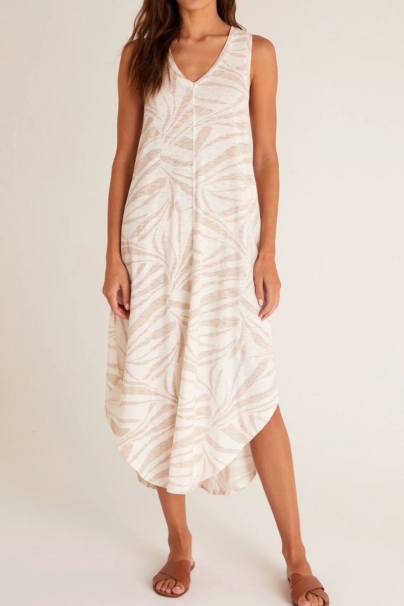 z supply 100 cotton reverie dress in sand dollar zebra print 107628