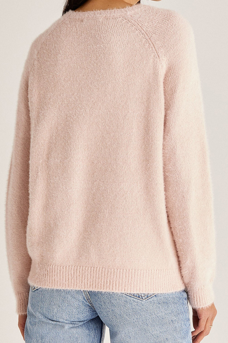 z supply alexa eyelash sweater in pink sky 100157