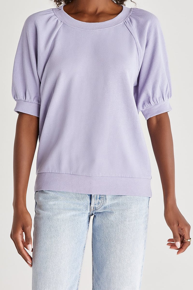 z supply gianna terry tee in lavender grey 98214
