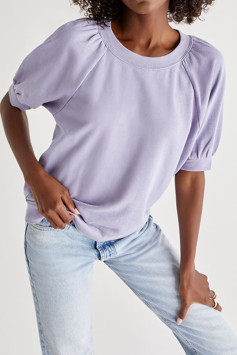 z supply gianna terry tee in lavender grey 98214