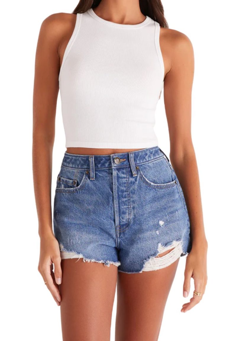 z supply hannah cropped tank in white