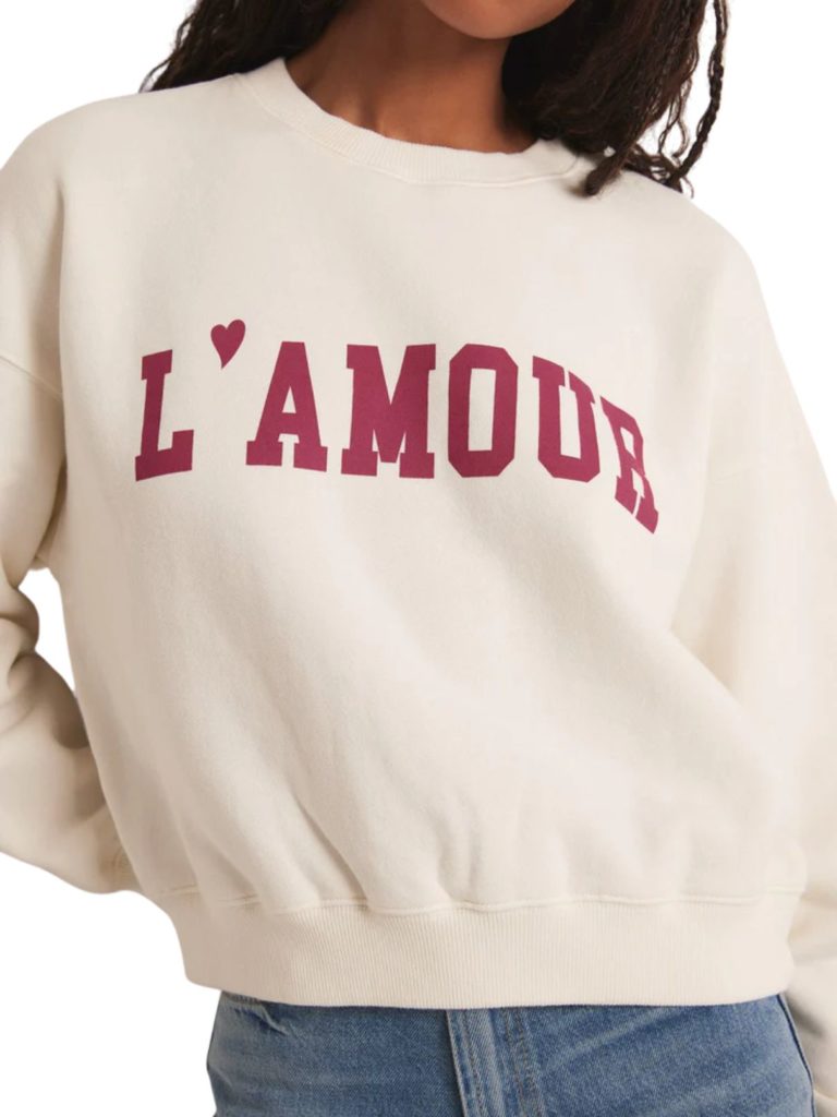 z supply l'amour sweatshirt in sandstone
