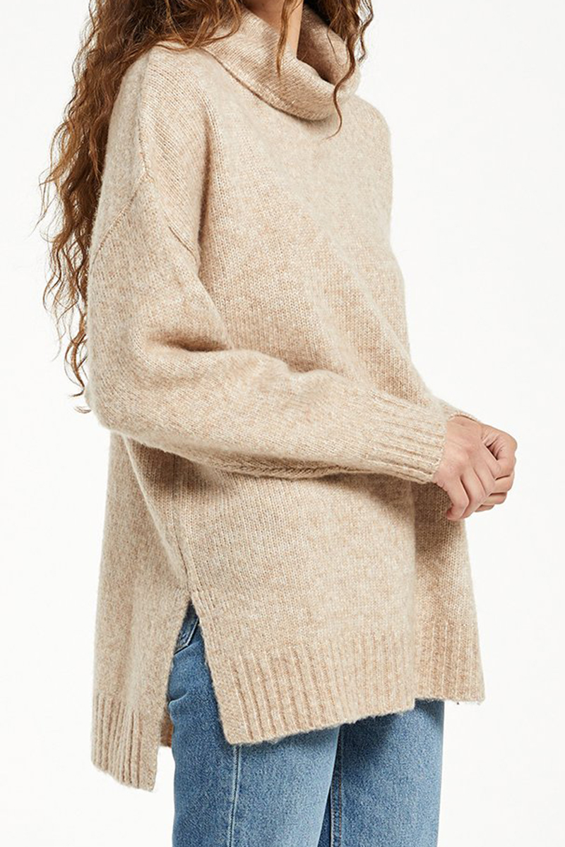 z supply norah cowl neck sweater in oatmeal 97772