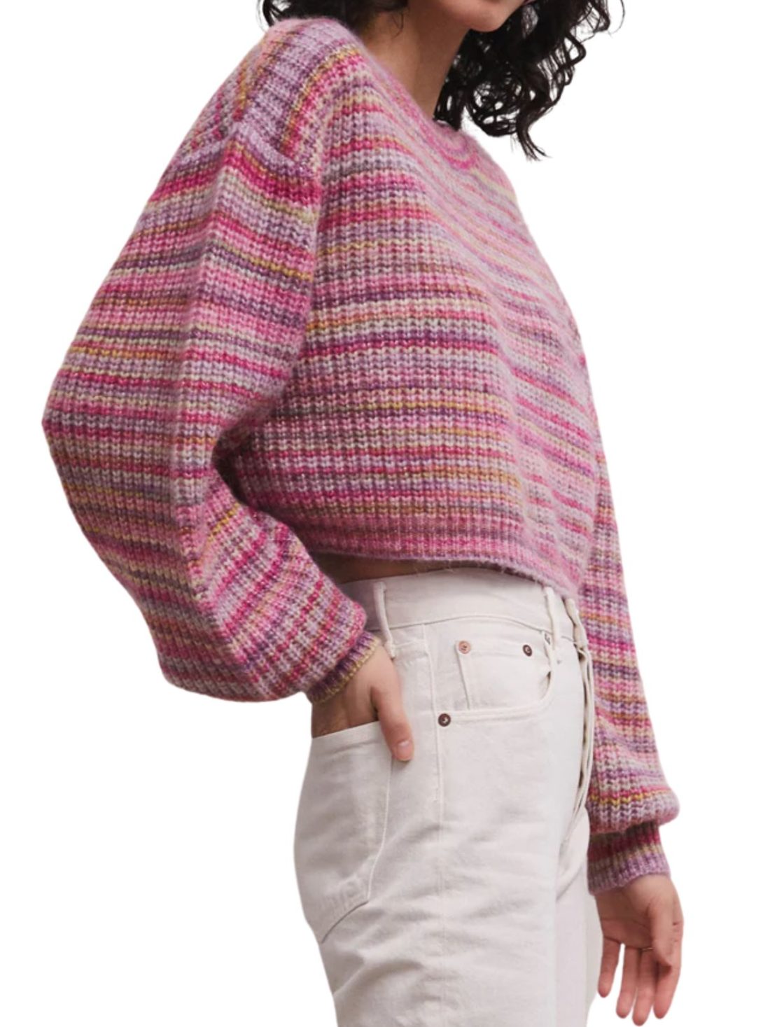 z supply prism sweater in metallic stripe