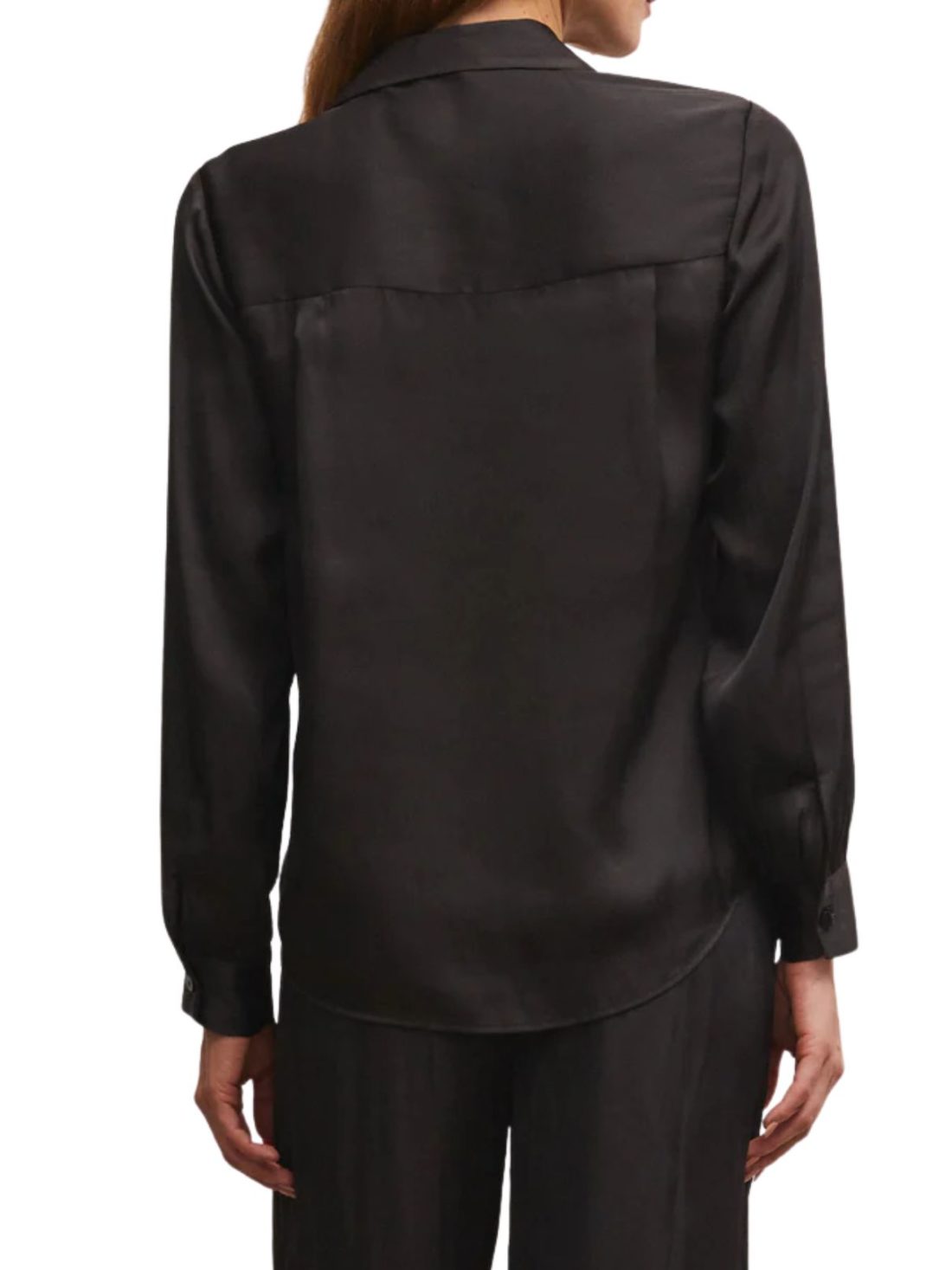 z supply serenity lux sheen blouse in black
