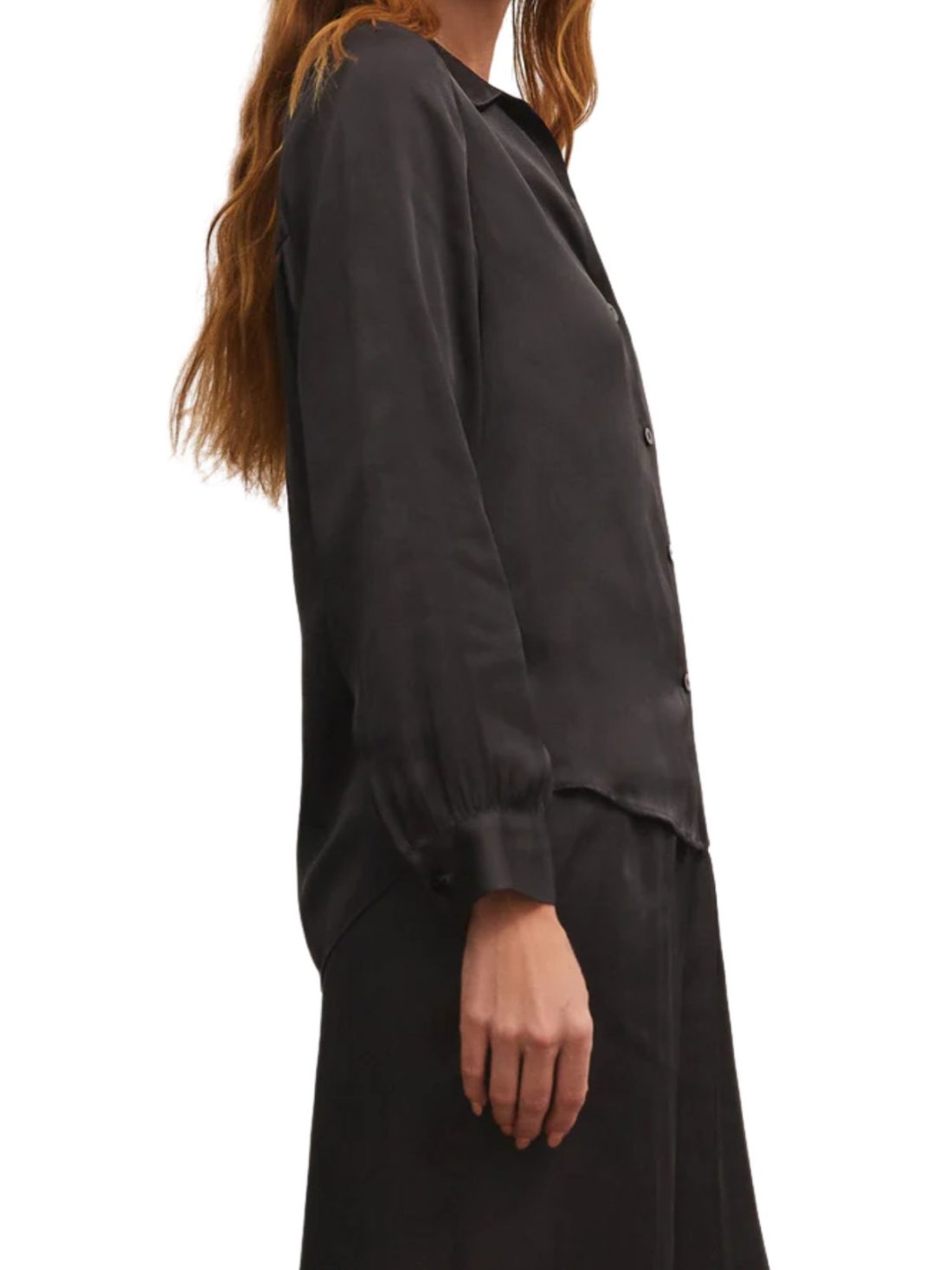 z supply serenity lux sheen blouse in black