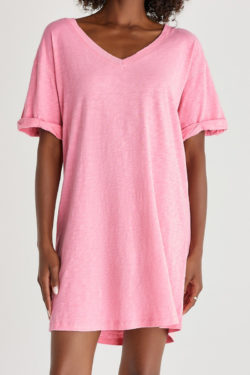 z supply vneck teeshirt dress in flamingo 103118