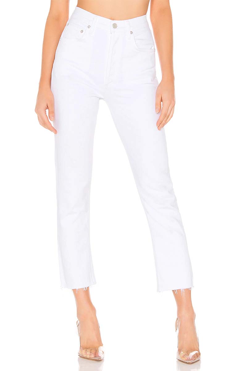 AGOLDE 100% Cotton Riley High Rise Crop in Blurred | Cotton Island ...