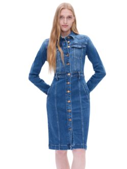 bayeas andrea l/s denim dress in deep sea