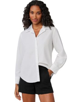 bella dahl clean wide collar shirt in white