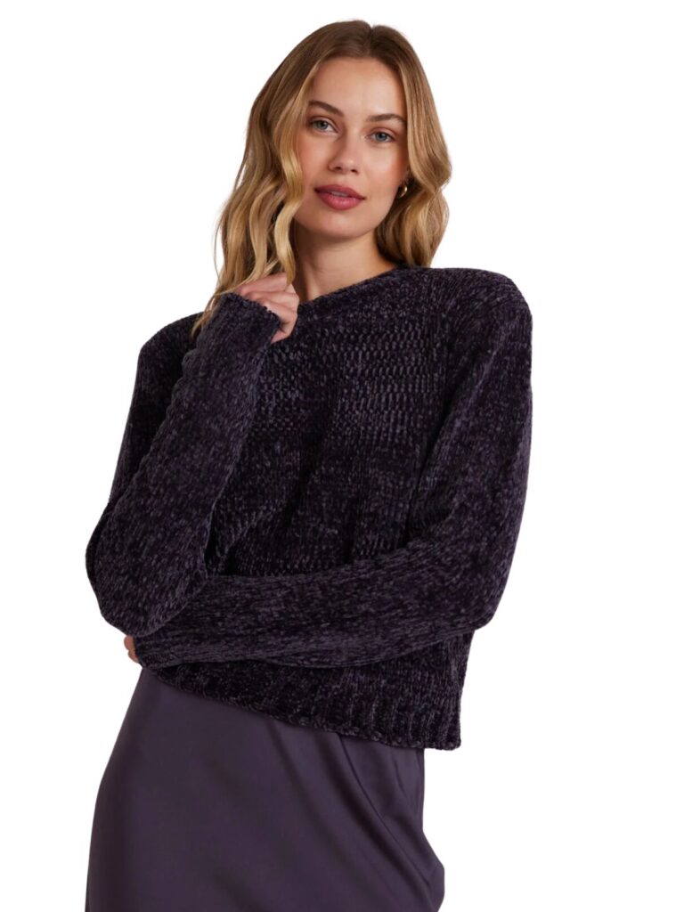 bella dahl crew neck sweater in galaxy smoke