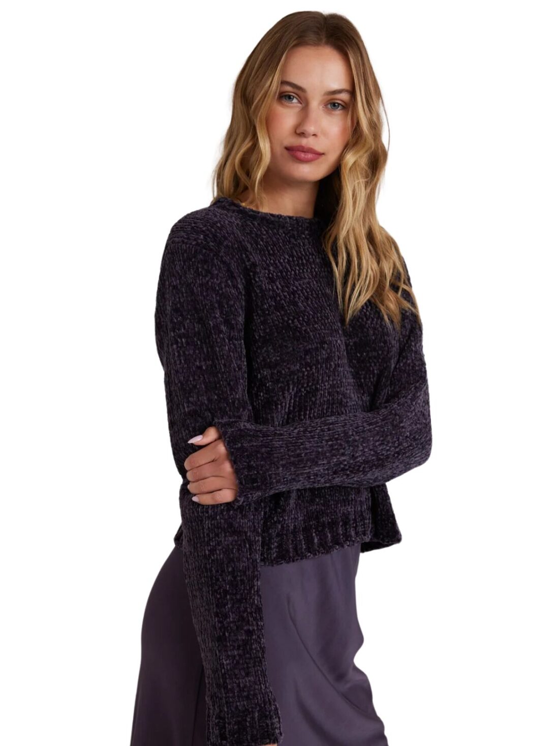 bella dahl crew neck sweater in galaxy smoke