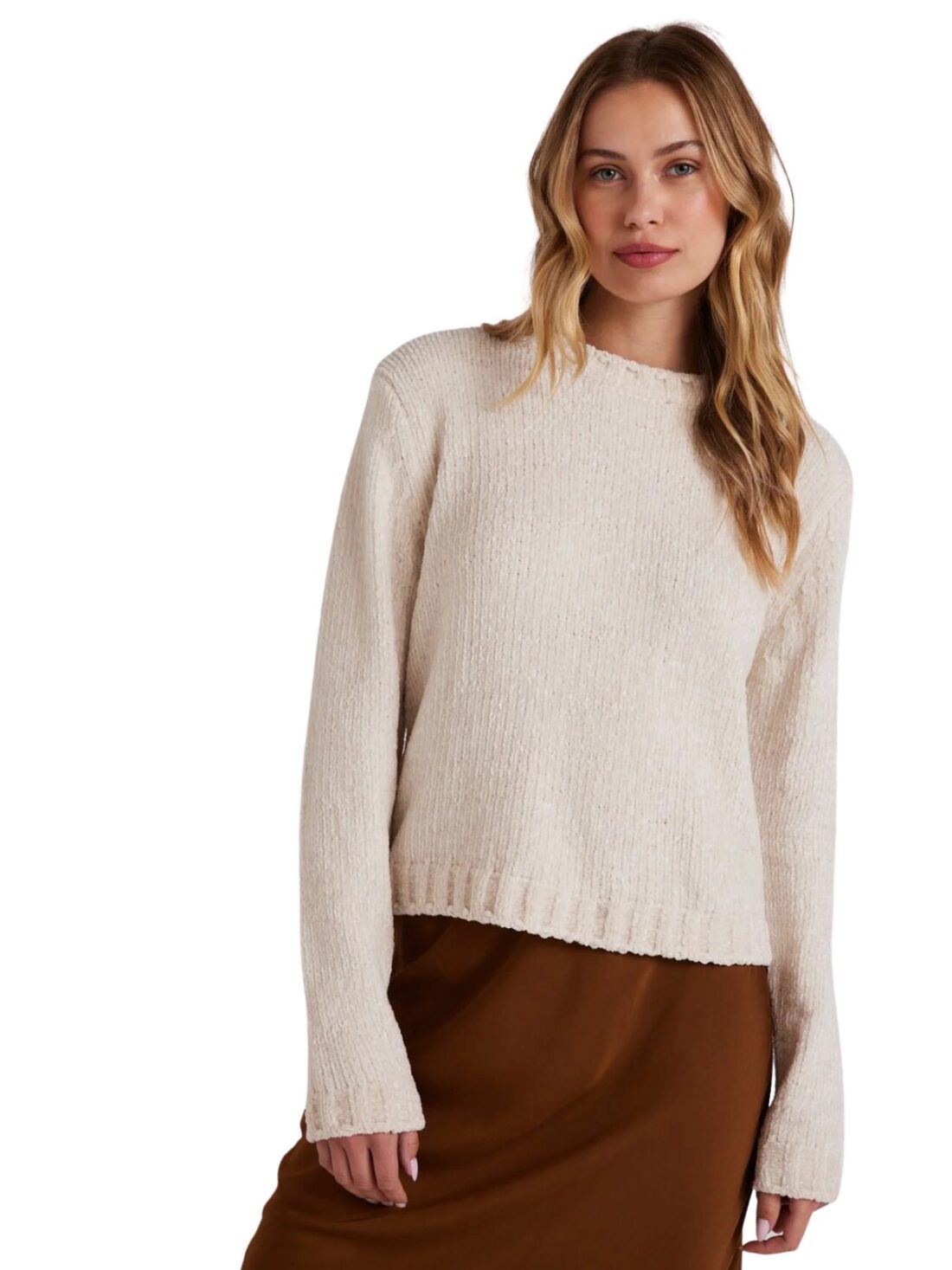 bella dahl crew neck sweater in opal ivory