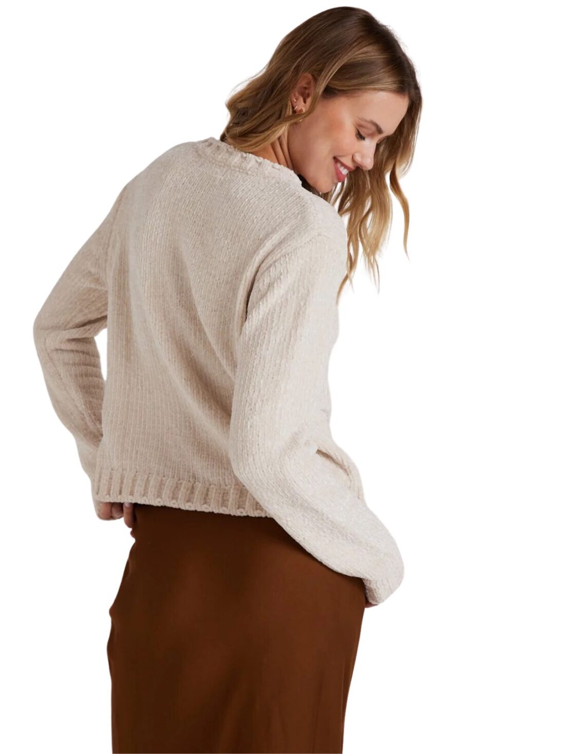 bella dahl crew neck sweater in opal ivory