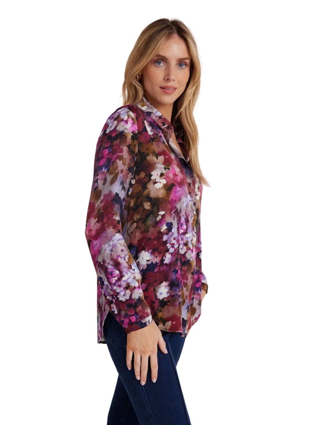 bella dahl hipster shirt in twilight fleur print