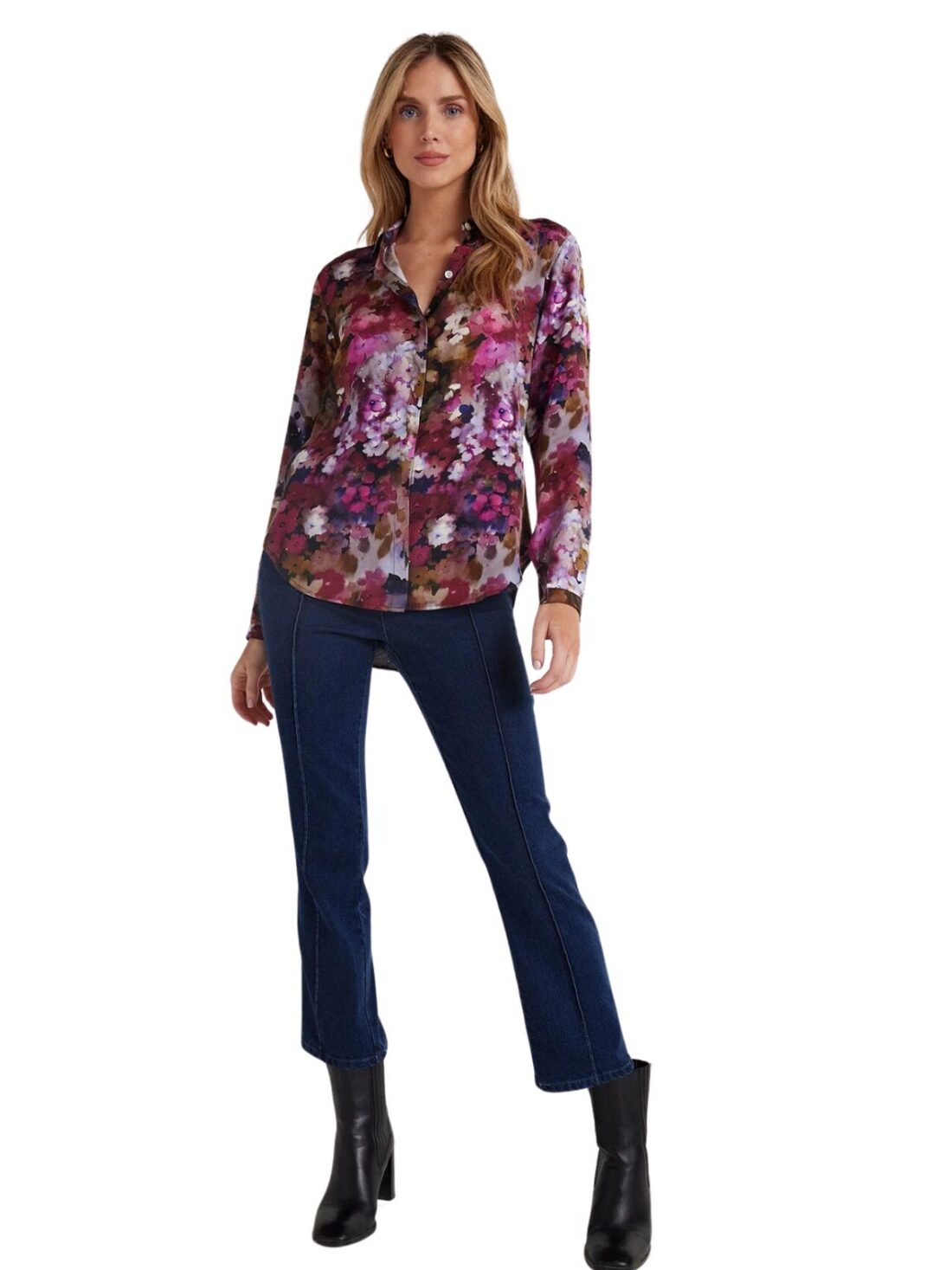 bella dahl hipster shirt in twilight fleur print