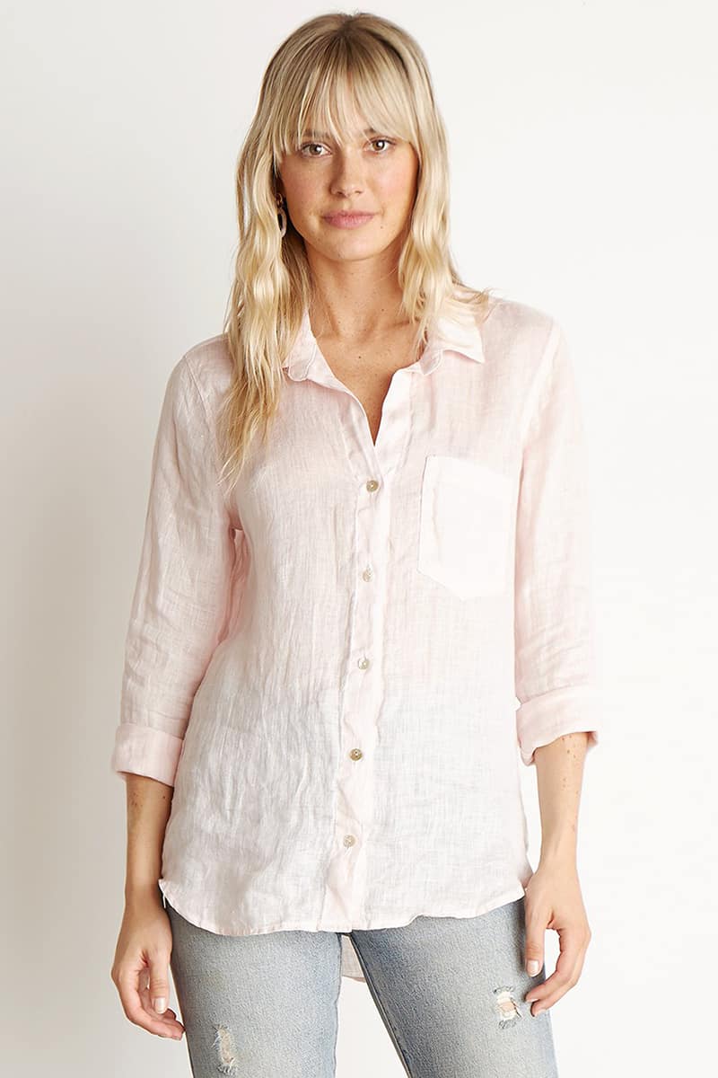 Bella Dahl Linen Button Down Shirt in Barely Pink | Cotton Island Women ...
