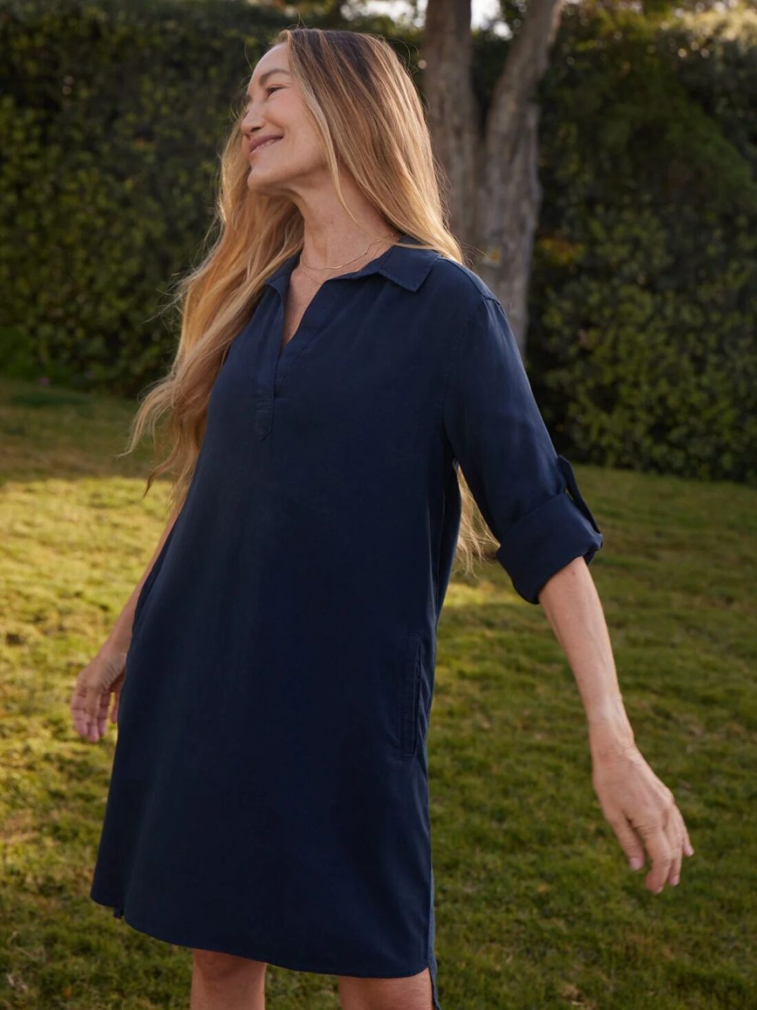 bella dahl l/s a line dress in endless sea