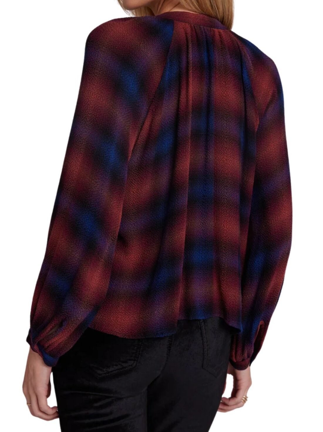 bella dahl l/s plaid button down in jewel tone