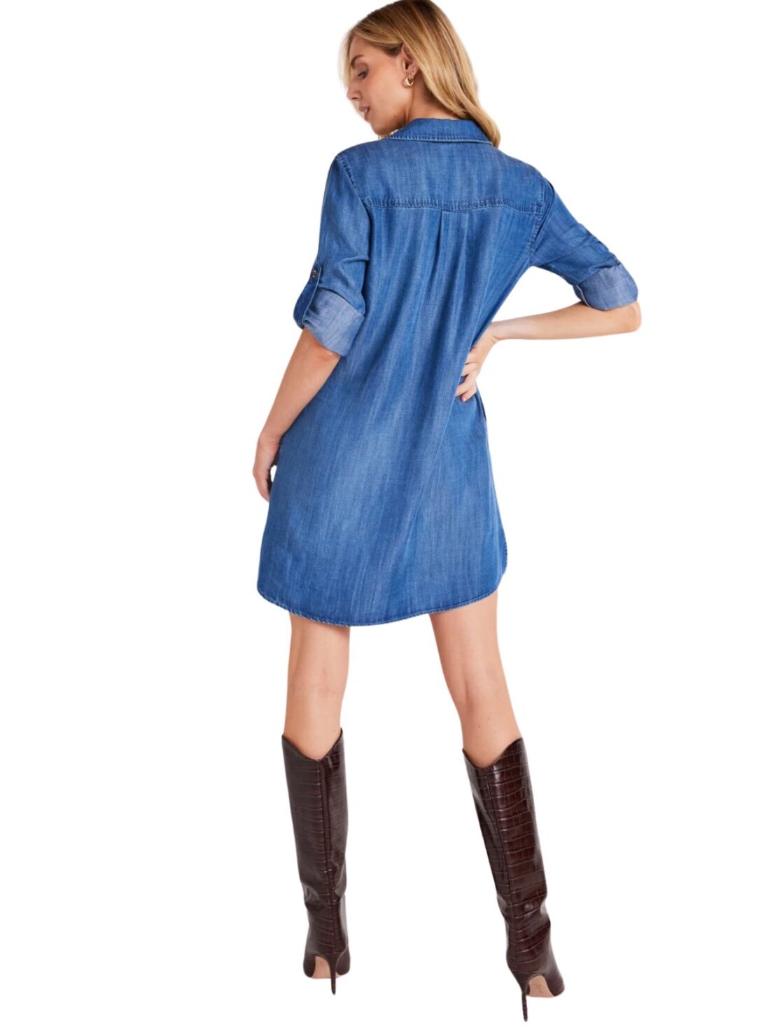 bella dahl l/s shirt dress in moonlit haze