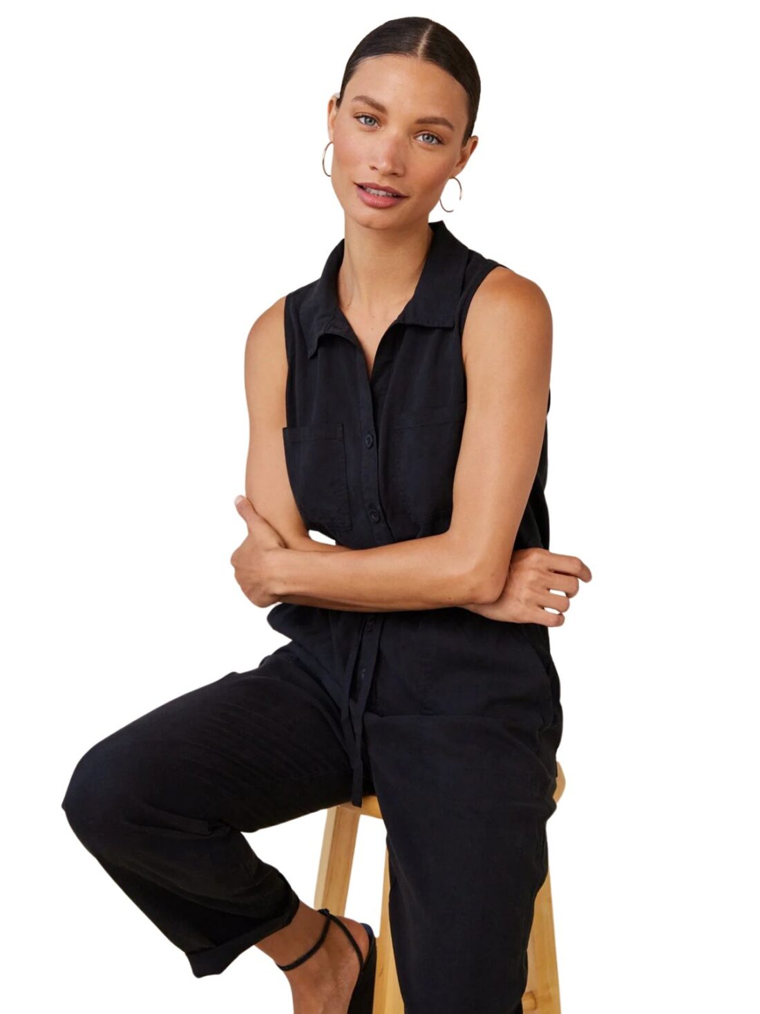 bella dahl pocket jumpsuit in vintage black