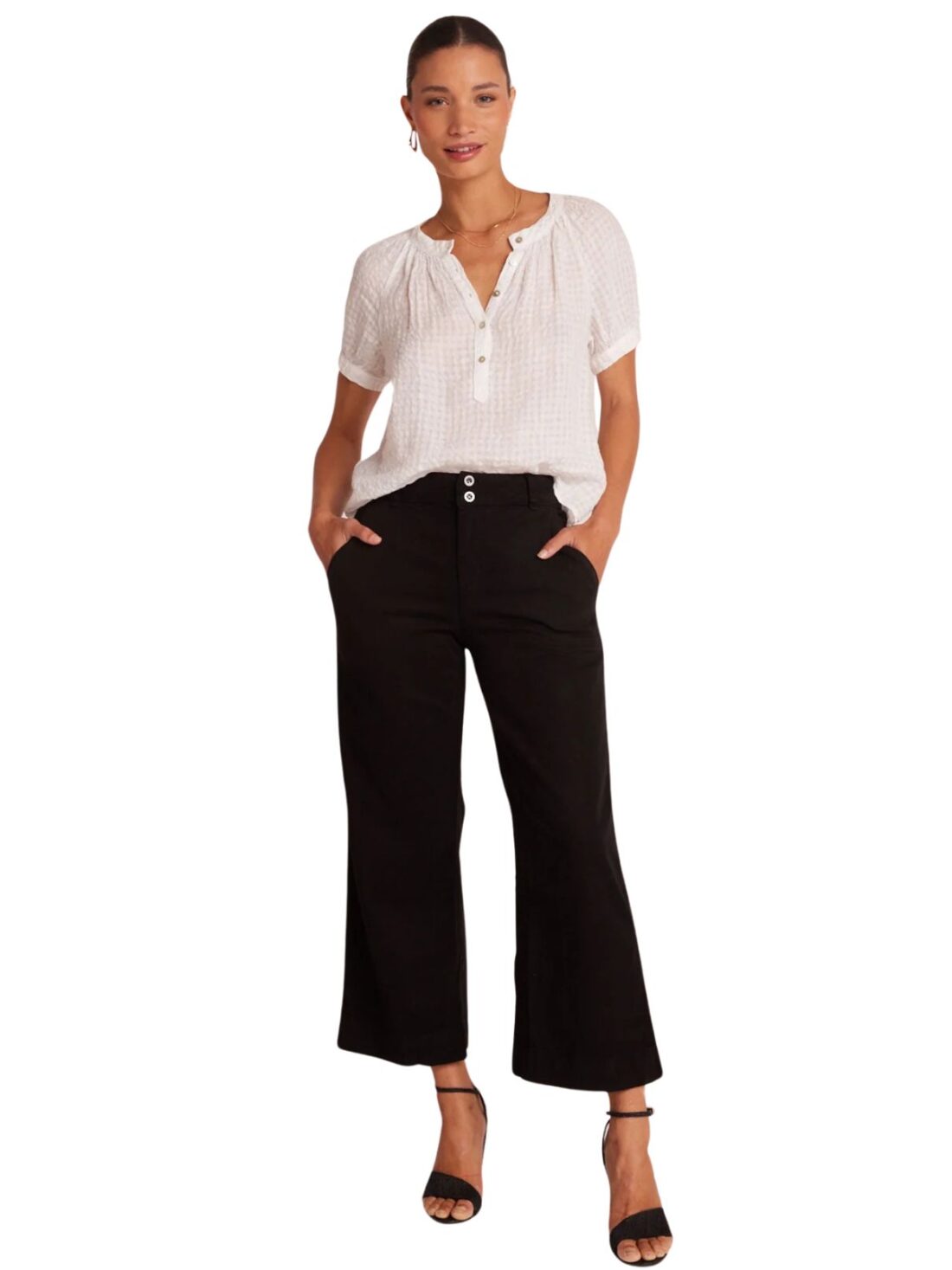 bella dahl saige wide crop pant in black