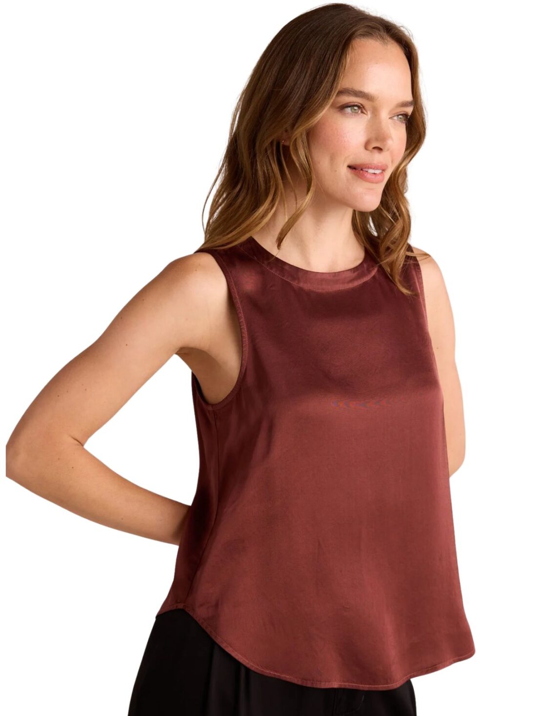 bella dahl sleeveless crew in brandy wine