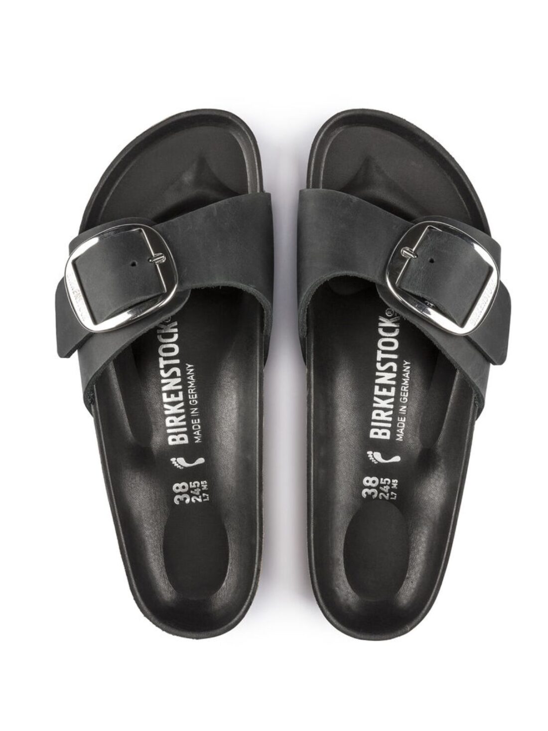 birkenstock madrid big buckle oiled leather in black