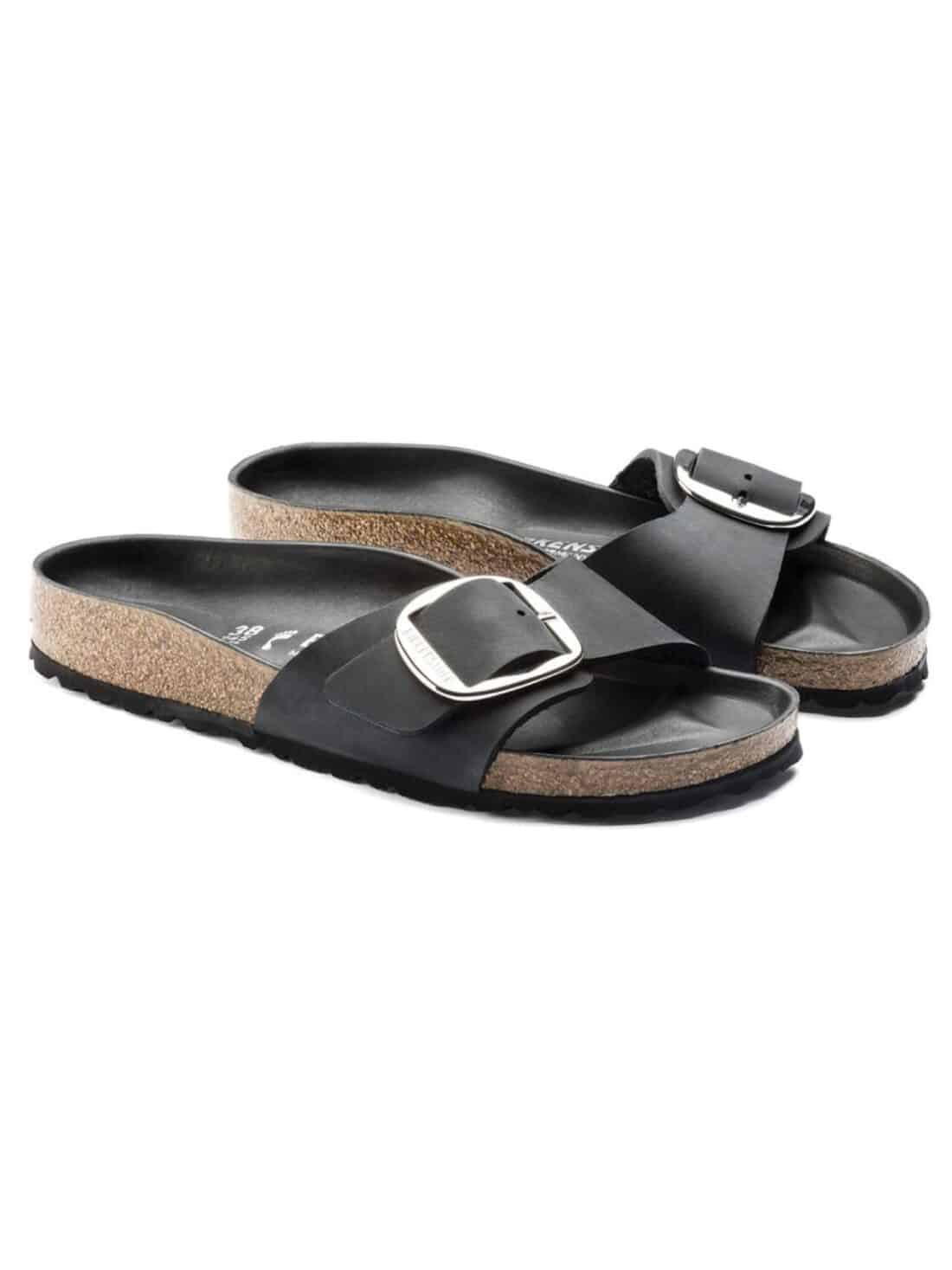 birkenstock madrid big buckle oiled leather in black