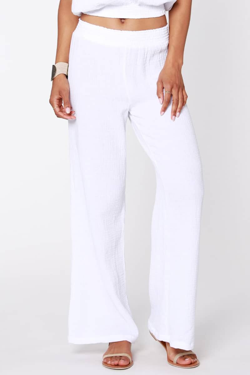 Bobi LA 100% Cotton Gauze Beach Pant in White | Cotton Island Women's ...