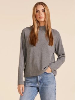 bobi la l/s raglan top in charcoal