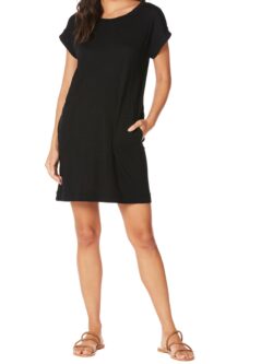 bobi la s/s raglan dress in black