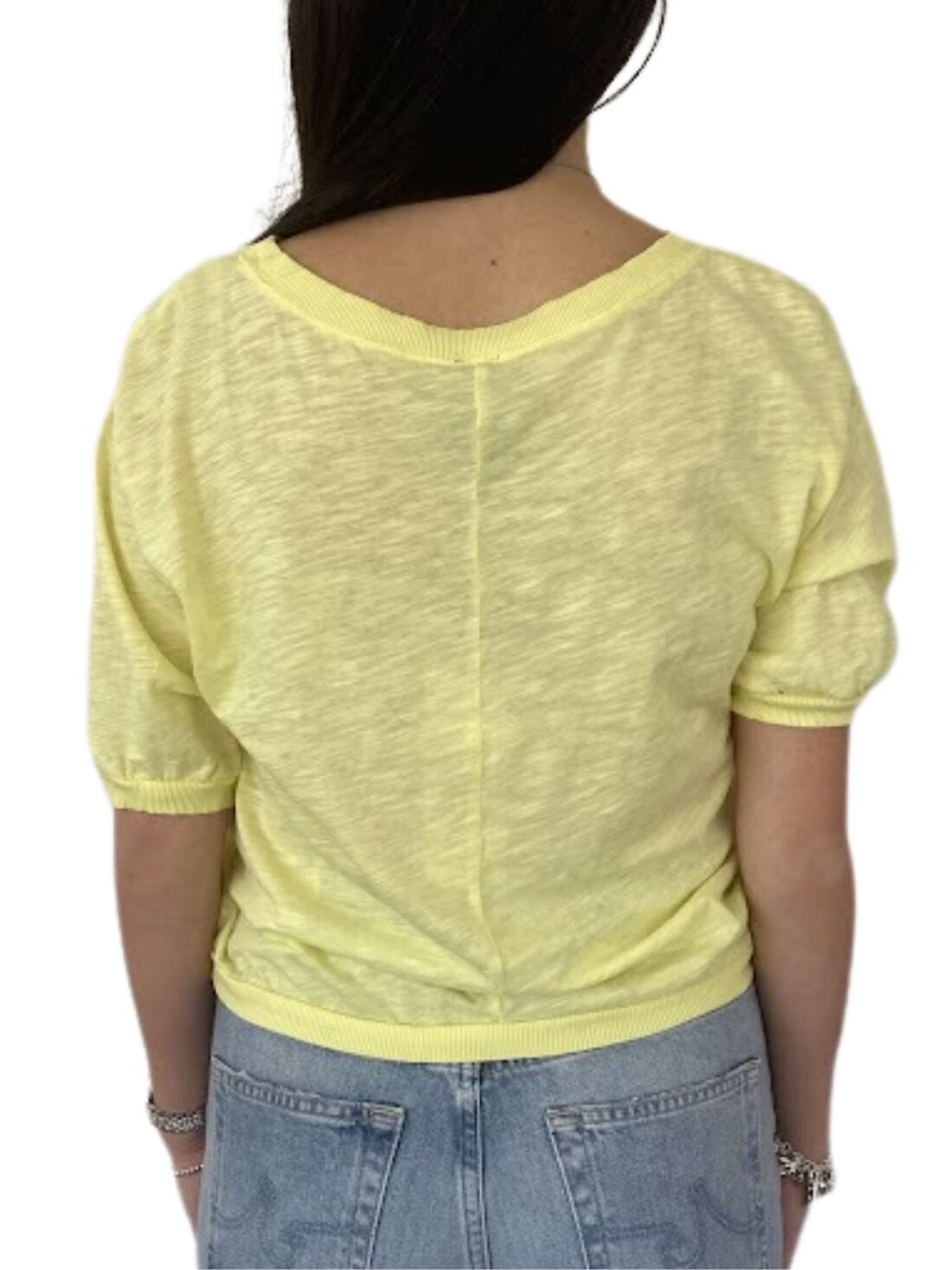 bobi s/s boatneck tee in lemongrass