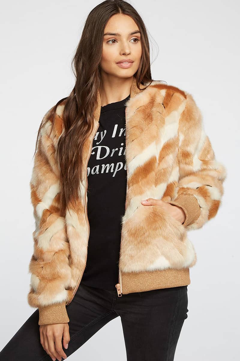 Chaser Calico Faux Fur Bomber | Cotton Island Women's Clothing Boutique